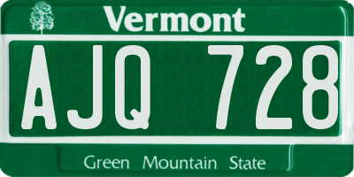VT license plate AJQ728