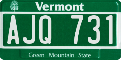 VT license plate AJQ731