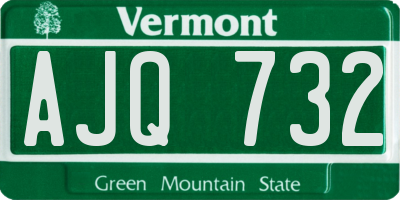 VT license plate AJQ732