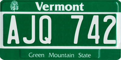 VT license plate AJQ742