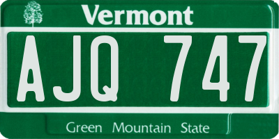 VT license plate AJQ747