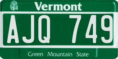 VT license plate AJQ749