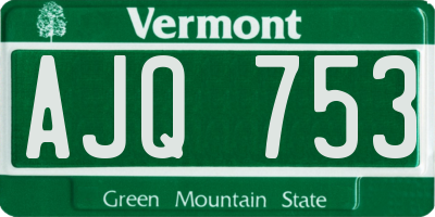 VT license plate AJQ753