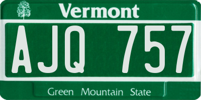VT license plate AJQ757