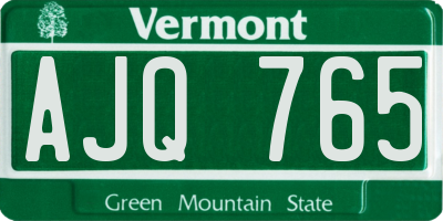 VT license plate AJQ765