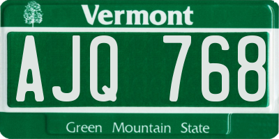VT license plate AJQ768