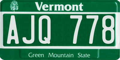 VT license plate AJQ778