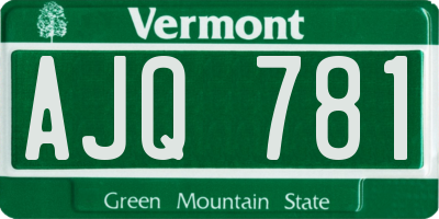 VT license plate AJQ781