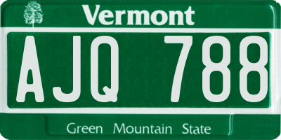 VT license plate AJQ788