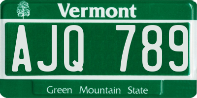 VT license plate AJQ789