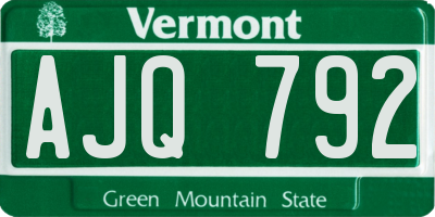 VT license plate AJQ792