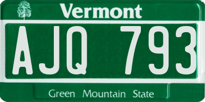 VT license plate AJQ793