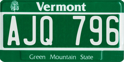 VT license plate AJQ796