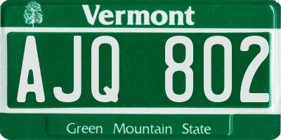 VT license plate AJQ802