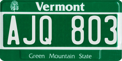 VT license plate AJQ803