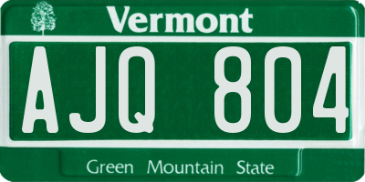 VT license plate AJQ804