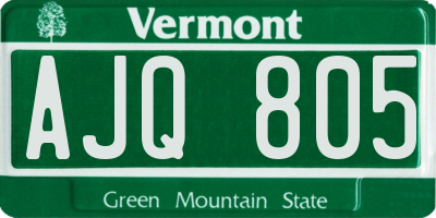 VT license plate AJQ805