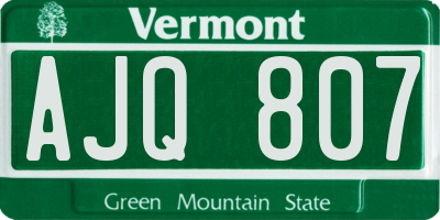 VT license plate AJQ807