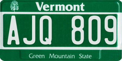 VT license plate AJQ809