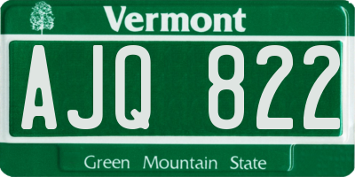 VT license plate AJQ822