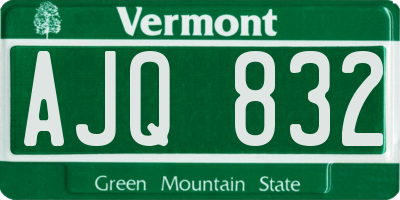 VT license plate AJQ832