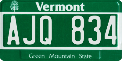 VT license plate AJQ834