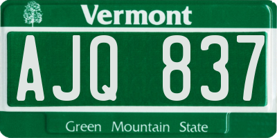 VT license plate AJQ837