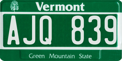 VT license plate AJQ839
