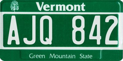 VT license plate AJQ842
