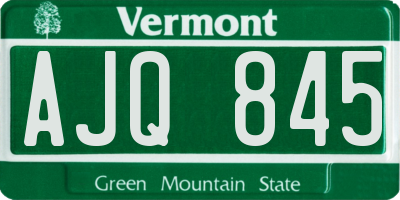 VT license plate AJQ845