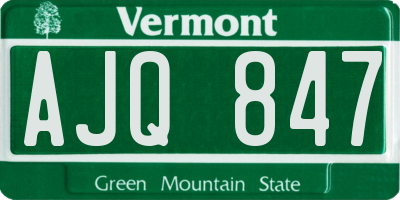 VT license plate AJQ847