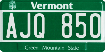 VT license plate AJQ850