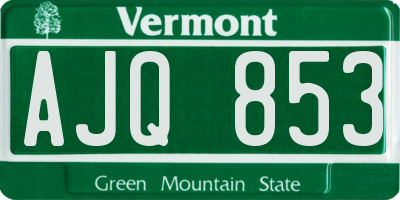 VT license plate AJQ853