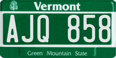 VT license plate AJQ858