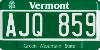 VT license plate AJQ859