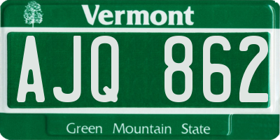 VT license plate AJQ862