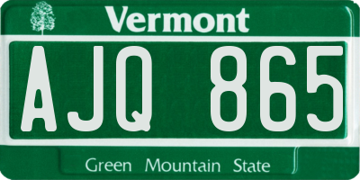 VT license plate AJQ865