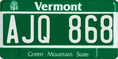 VT license plate AJQ868