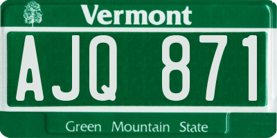 VT license plate AJQ871