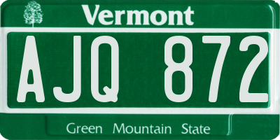 VT license plate AJQ872