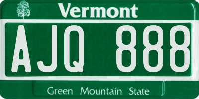 VT license plate AJQ888