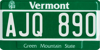 VT license plate AJQ890
