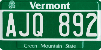 VT license plate AJQ892
