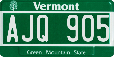 VT license plate AJQ905
