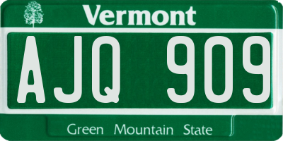 VT license plate AJQ909