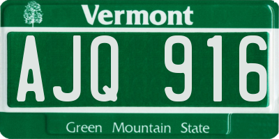 VT license plate AJQ916