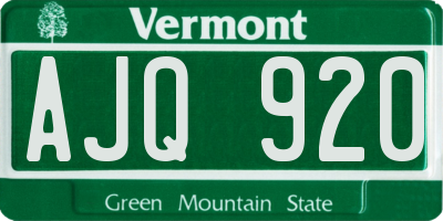 VT license plate AJQ920