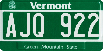 VT license plate AJQ922