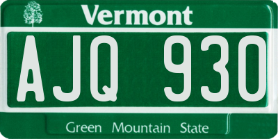VT license plate AJQ930