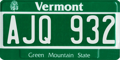 VT license plate AJQ932